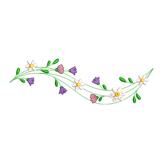 Delicate Wildflower Border Embroidery Design - SG01060301