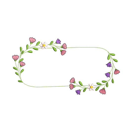 Delicate Wildflower Frame Embroidery Design - SG010604