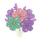 Whimsical Pastel Flower Bouquet Embroidery Design - SG010605