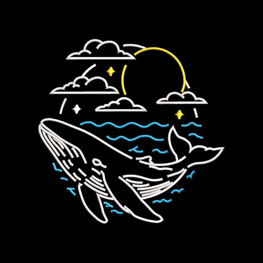 Whale Embroidery Design Ocean Marine Life Summer Sea - SG01062612