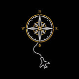 Compass Travel Embroidery Design Adventure Airplane Navigation - SG01062614