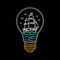 Sailing Ship in Light Bulb Embroidery Design Nautical Ocean Adventure - SG01062617