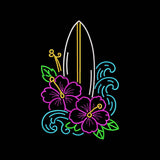 Tropical Surfboard Hibiscus Embroidery Design Summer Beach Floral - SG01062621