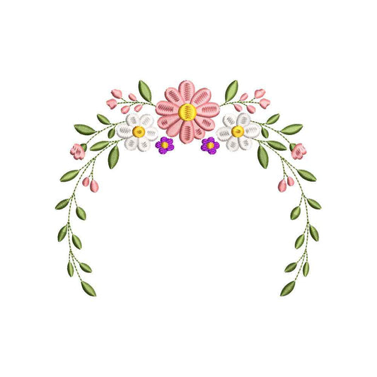 Floral Frame Embroidery Design Flower Border - SG02052603
