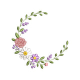 Floral Circle Frame Embroidery Design Flower Wreath - SG02052605