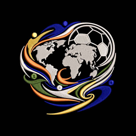 World Soccer Embroidery Design Football Globe Sports - SG02052607