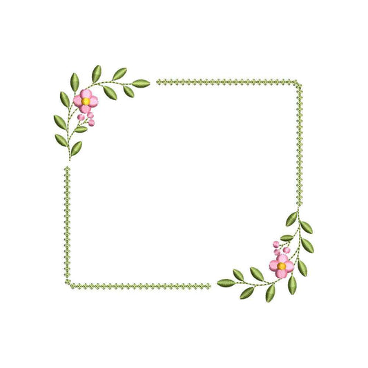 Floral Square Frame Embroidery Design Flower Border - SG02052608