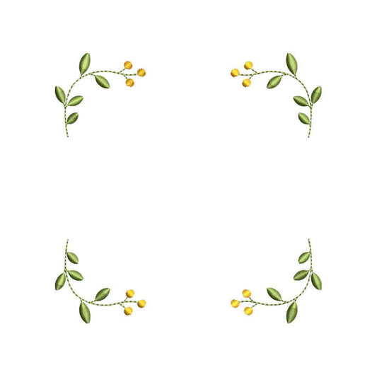 Floral Corner Frame Embroidery Design Flower Border Monogram Frame - SG02052609