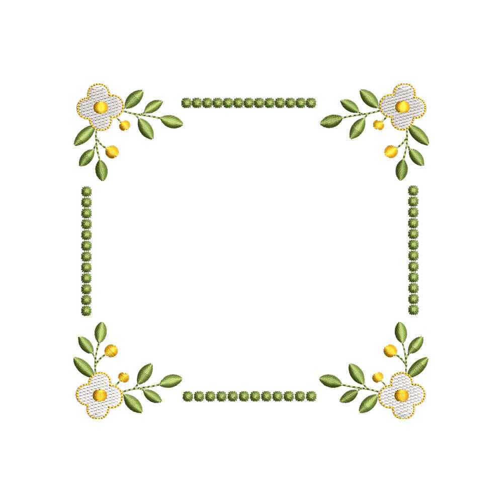 Floral Square Frame Embroidery Design Flower Border Monogram Frame - SG02052610