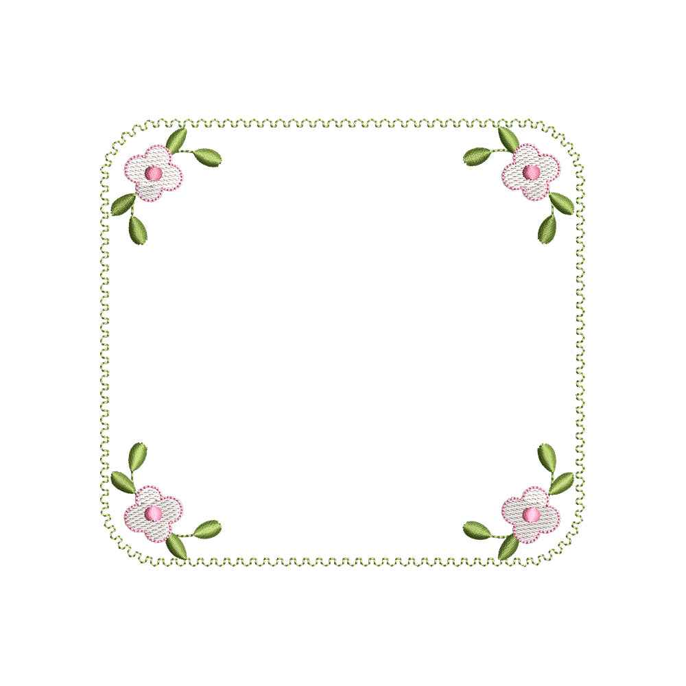Floral Scalloped Frame Embroidery Design Flower Border Monogram Frame - SG02052611