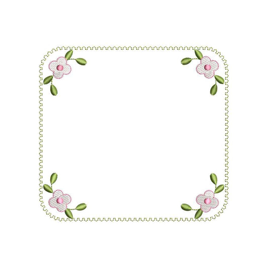 Floral Scalloped Frame Embroidery Design Flower Border Monogram Frame - SG02052611