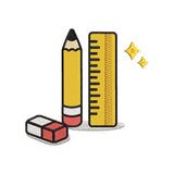 School Tools Embroidery Design | Pencil Ruler Eraser Back To School Pattern - SG02072603