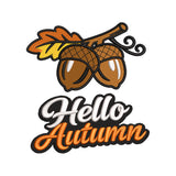 Hello Autumn Acorns Embroidery Design | Fall Leaves Seasonal Pattern - SG02072609