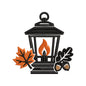 Autumn Lantern Embroidery Design | Fall Acorns Leaves Seasonal Pattern - SG02072611