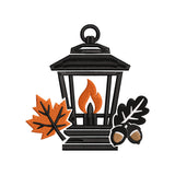 Autumn Lantern Embroidery Design | Fall Acorns Leaves Seasonal Pattern - SG02072611