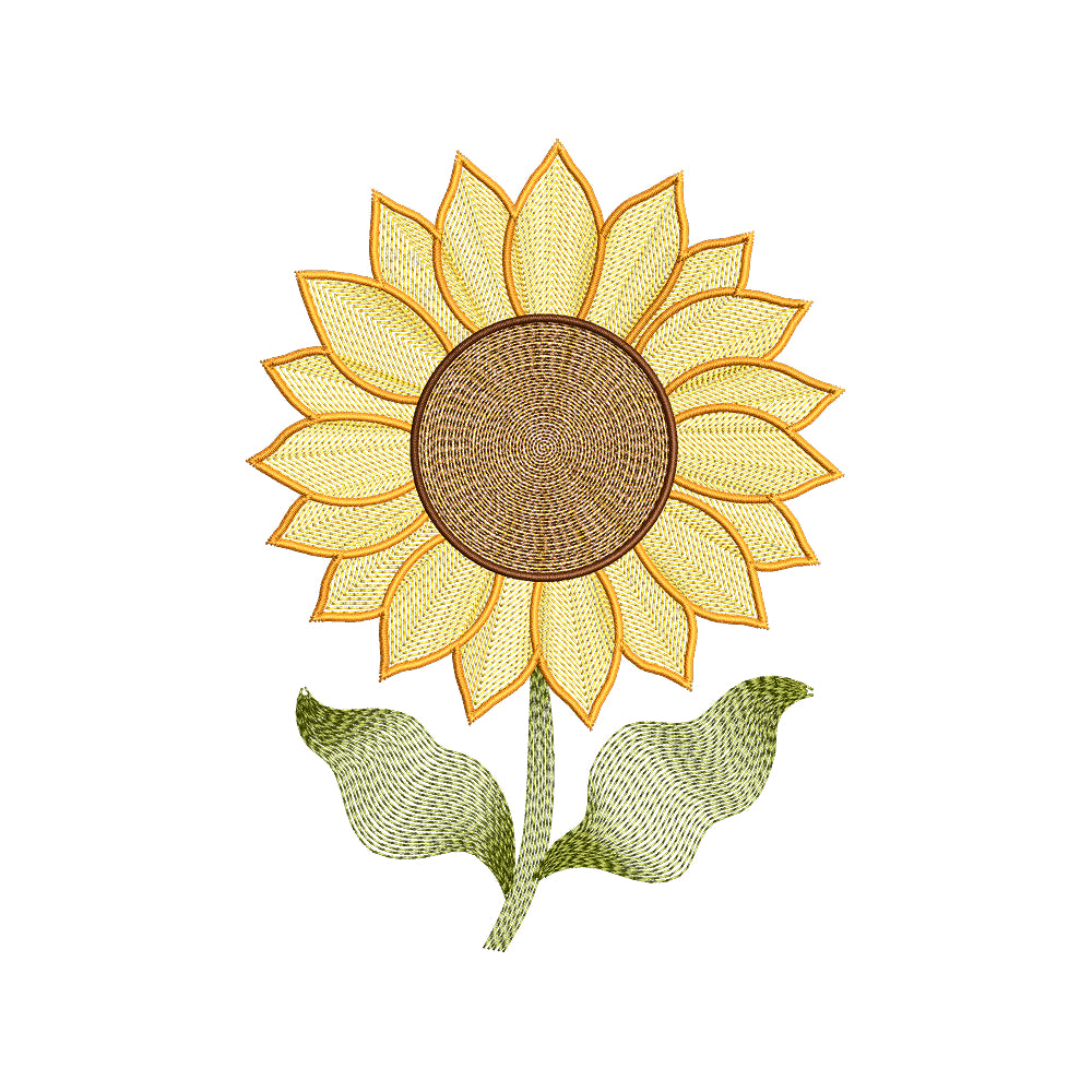 Textured Sunflower Embroidery Design - Boho Summer Floral Motif SG31072611