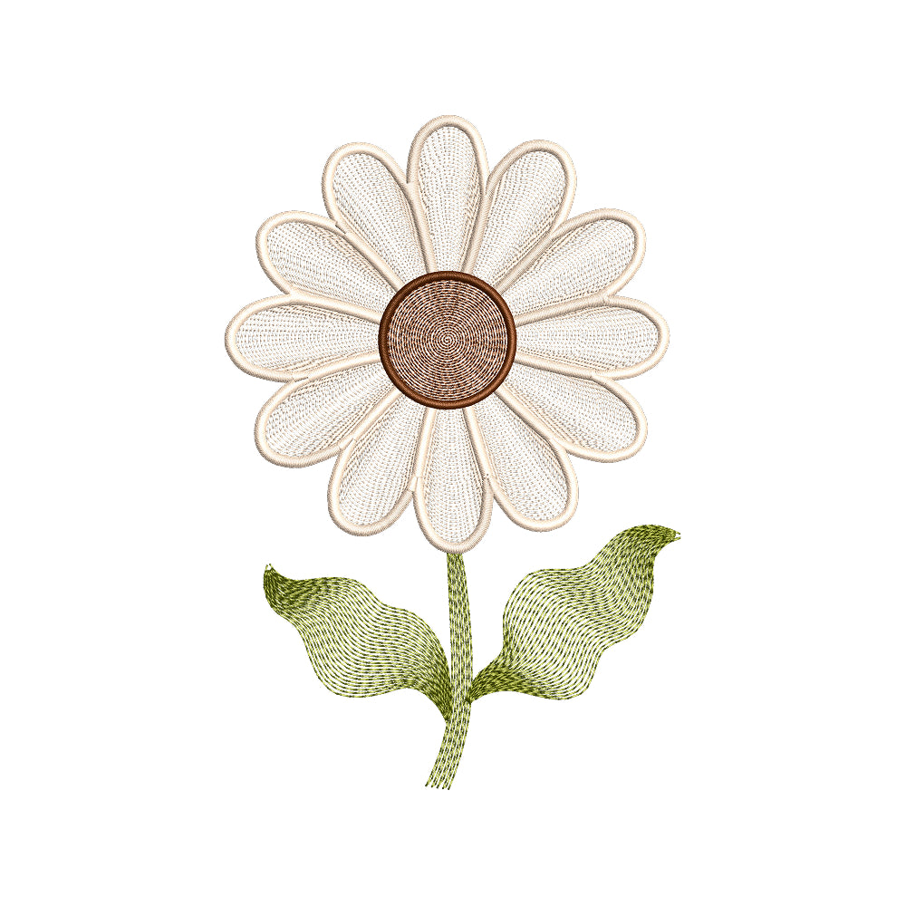 White Daisy Embroidery Design - Minimalist Textured Floral Motif SG31072612