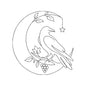 Halloween Moon Bird Embroidery Design - Mystical Line Art Motif SG31072702