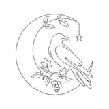 Halloween Moon Bird Embroidery Design - Mystical Line Art Motif SG31072702