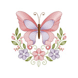 Ripple Butterfly Embroidery Design - BoHo Textured Insect Motif SG02092604