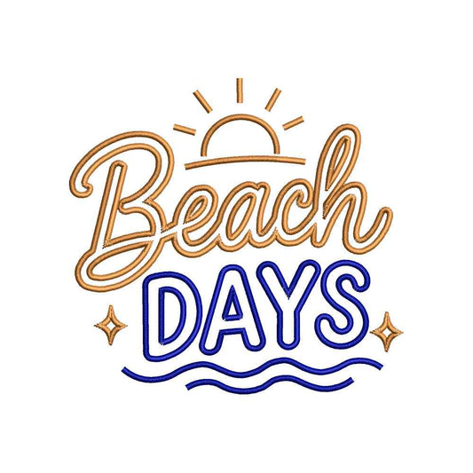 Beach Days Embroidery Design Summer Quote Ocean Vacation - SG03052602