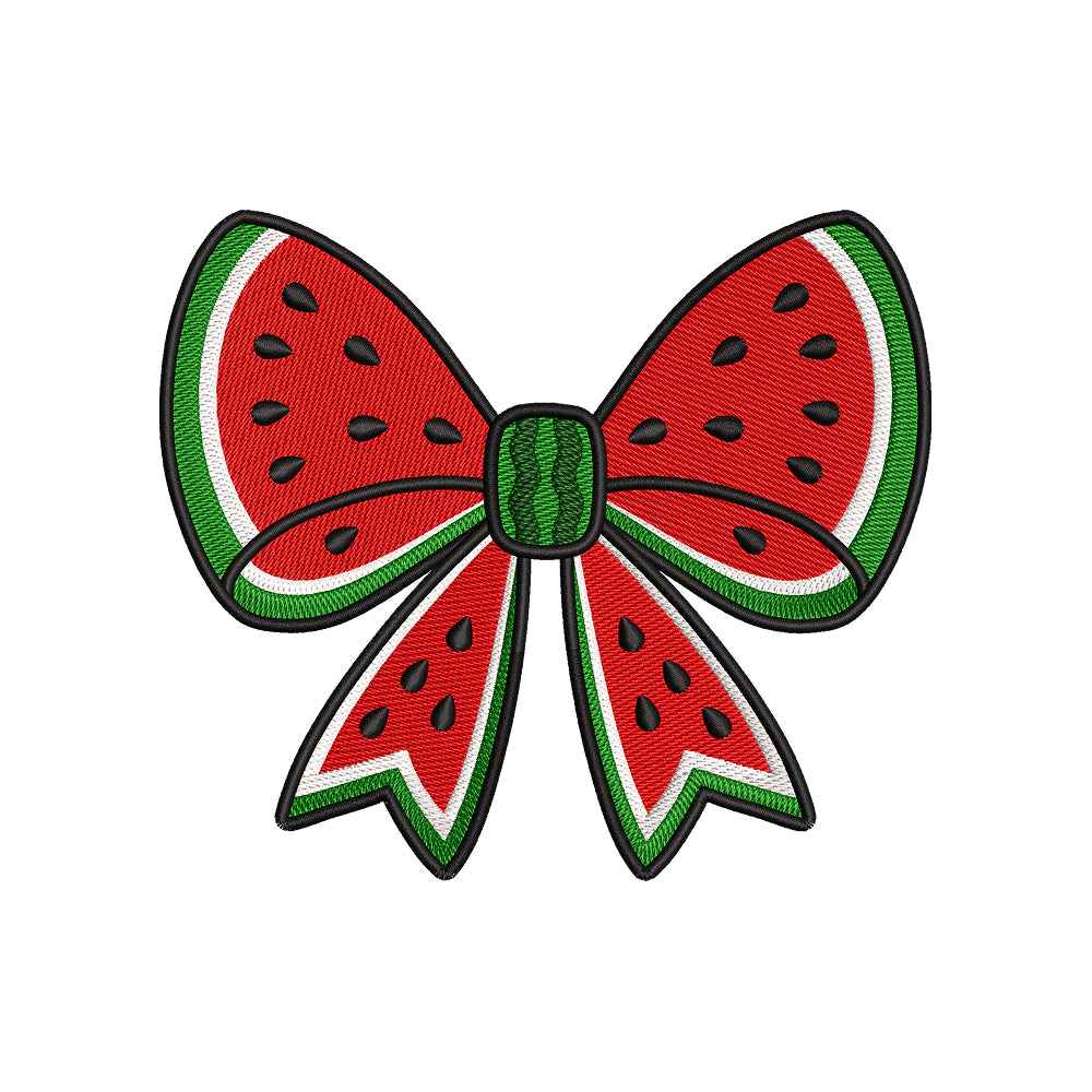 Watermelon Bow Embroidery Design Summer Fruit Ribbon - SG03052608