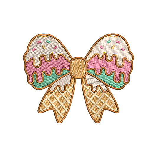 Ice Cream Bow Embroidery Design Cute Summer Sweet Treat - SG03052609
