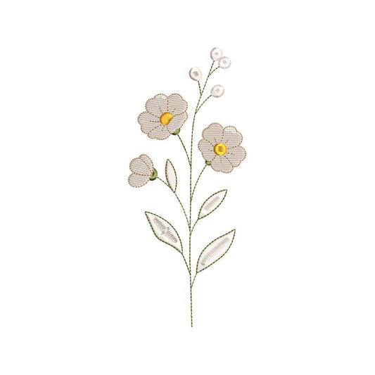 Minimal Wildflower Embroidery Design Delicate Floral Stem Flower - SG03052616