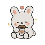 Cute Bunny Coffee Embroidery Design Kawaii Animal - SG03052617