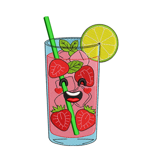 Kawaii Strawberry Cocktail Embroidery Design - SG030604