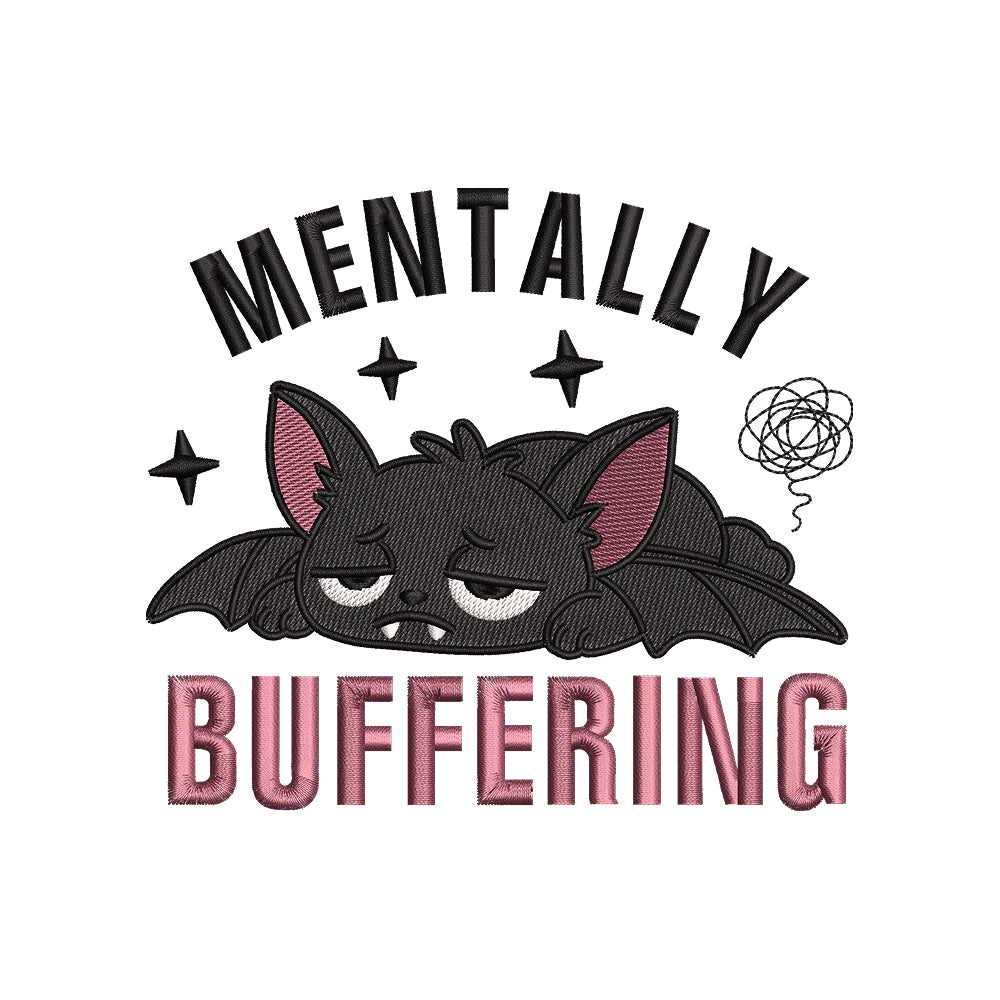 Sleepy Bat Embroidery Design Cute Halloween Bat Quote - SG03062606