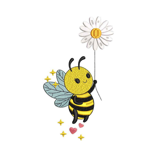 Cute Bee with Flower Embroidery Design - SG040425603