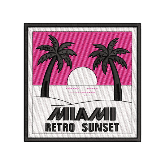 Miami Retro Sunset Embroidery Design - SG04042611