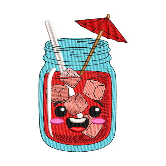 Kawaii Mason Jar Drink Embroidery Design - SG040601