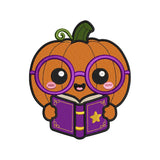 Cute Pumpkin Reader Halloween Embroidery Design | Kawaii Spooky Book Pattern - SG04072601