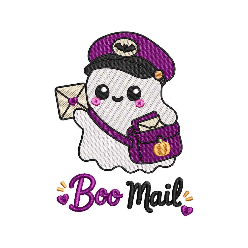 Boo Mail Ghost Halloween Embroidery Design | Cute Spooky Mail Pattern - SG04072603
