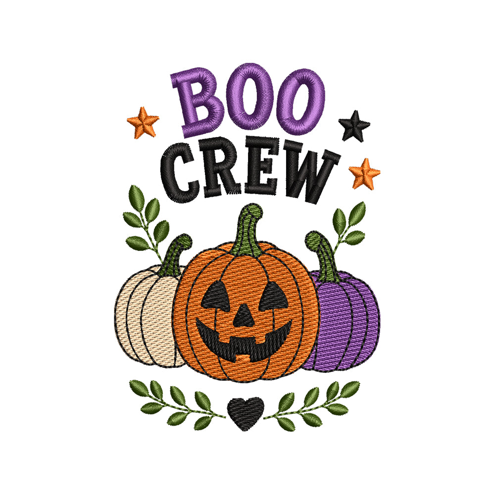 Boo Crew Halloween Pumpkins Trio Machine Embroidery Design File - SG04092603