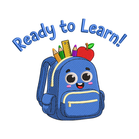 'Ready to Learn' Backpack Embroidery Design - SG050601