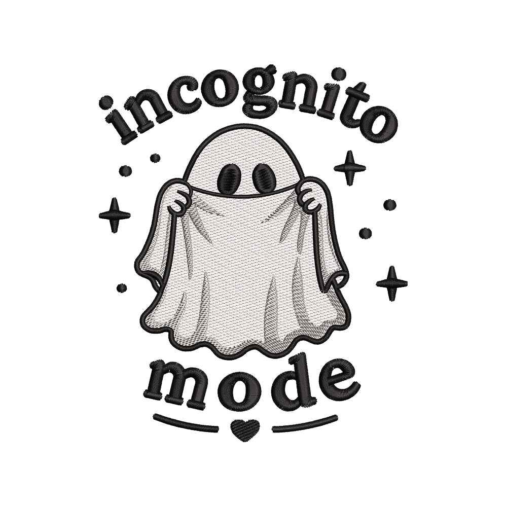 Incognito Mode Ghost Embroidery Design | Funny Halloween Quote Cute Hidden Ghost - SG05062605