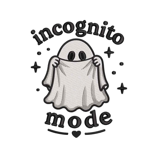 Incognito Mode Ghost Embroidery Design | Funny Halloween Quote Cute Hidden Ghost - SG05062605
