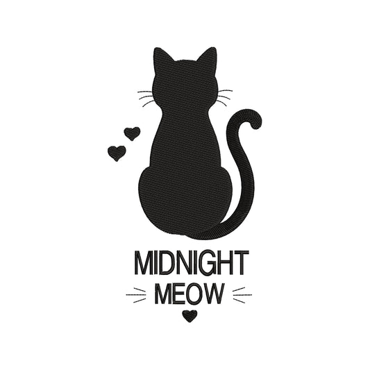 Midnight Meow Black Cat Embroidery Design - Cute Silhouette Motif SG31072616