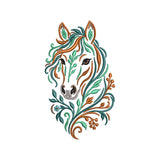 Filigree Floral Horse Embroidery Design - Boho Botanical Equine Motif SG31072624
