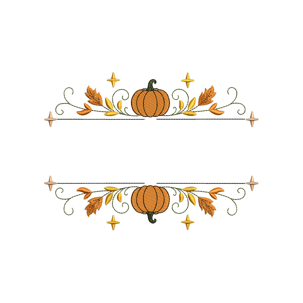 Halloween Pumpkin Split Monogram Frame Machine Embroidery Design File - SG05092601