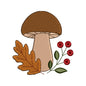 Mini Autumn Mushroom With Oak Leaf Machine Embroidery Design File - SG05092604