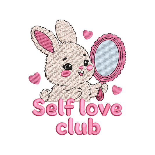 Self Love Club Kawaii Bunny Animal Quote Embroidery Design – SG06042604