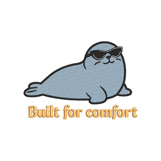 Animal Seal Comfort Embroidery Design | Built for Comfort Cute Seal Machine Embroidery Pattern - SG06042607