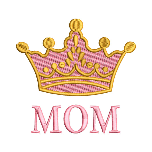 'MOM' with Princess Crown Embroidery Design - SG060502