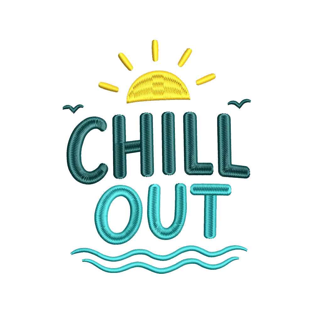 Chill Out Summer Quote Embroidery Design Beach - SG06052611
