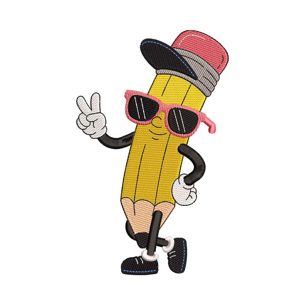 Cool Pencil Character Embroidery Design - SG060601