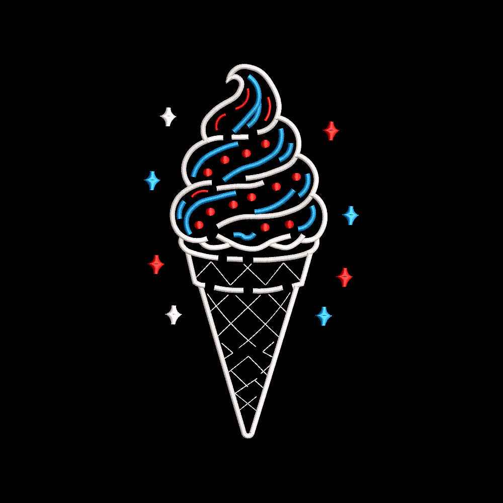 Patriotic Ice Cream Embroidery Design 4th of July Independence Day Dessert - SG06062602